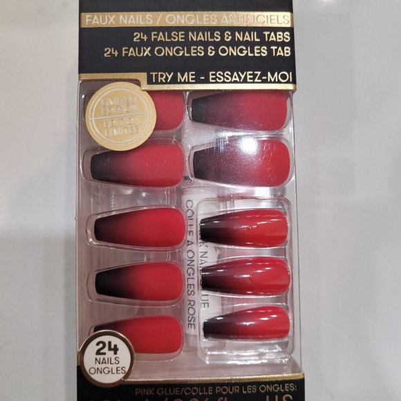 Quo Beauty Limited Edition Halloween Collection Red & Black Ombre Faux Nail Set - Picture 4 of 7